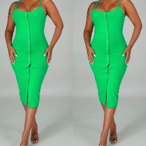 Green Rib Midi Dress